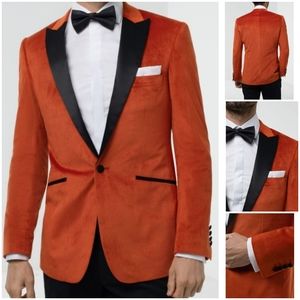 EUC Velvet Tuxedo Dinner Jacket, Burnt Orange with Contrast Peak Lapel